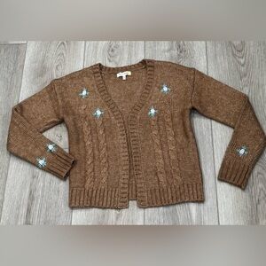 Hazel Moon. Brown Cable Knit Cardigan Sweater